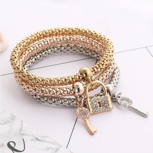 NWT 3 piece bracelet set with lock and key! - Picture 3 of 6